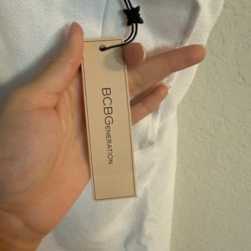 BCBGeneration White Ruffled Square- Neck Mini Dress - Picture 8 of 9